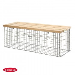 Banc de Jardin en Gabion 155 x 54 cm Avec Galets