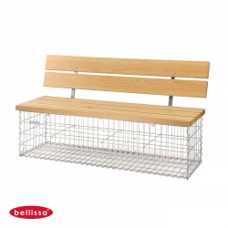 Banc de Jardin en Gabion Calma 155 x 40 cm Avec Galets