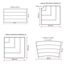 Kit margelle en pierre reconstituée avec escalier roman 5 x 10 ml bois foncé