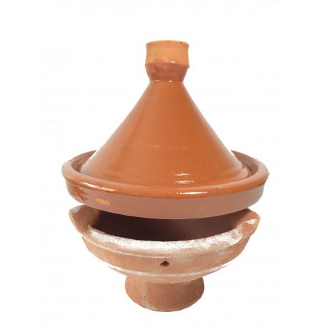 Plat tajine de cuisson en terre cuite 29 cm et son brasero sans armature