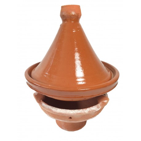 Plat tajine de cuisson en terre cuite 34 cm et son brasero sans armature Plat tajine de cuisson en terre cuite 34 cm et son brasero sans armature