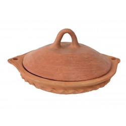 Plat tajine de cuisson en terre cuite tagra 33 cm et son brasero sans armature