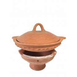 Plat tajine de cuisson en terre cuite tagra 33 cm et son brasero sans armature