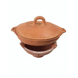 Plat tajine de cuisson en terre cuite tagra ovale et son brasero sans armature