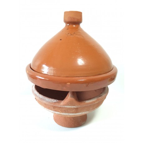 Plat tajine de cuisson en terre cuite vernissé 31 cm et son brasero sans armature