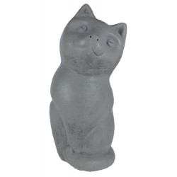 Statue en pierre reconstituée en forme de chat gris anthracite