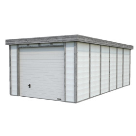 Abri de jardin en béton ELYA 19,66 m2 graphite blanc