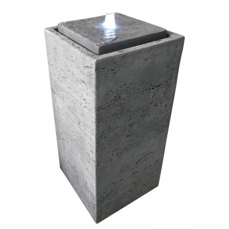 Fontaine de jardin en béton fibré Pillar 35 x 35 x 75 cm gris