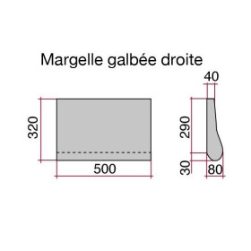 Margelle en pierre reconstituée galbée droite 50 x 32 x 4 cm gris clair