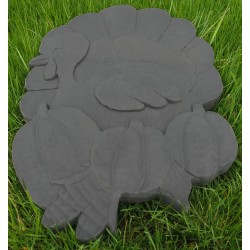 Pas Japonais en pierre reconstituée animaux thanksgiving gris anthracite 39 x 26 x 3 cm