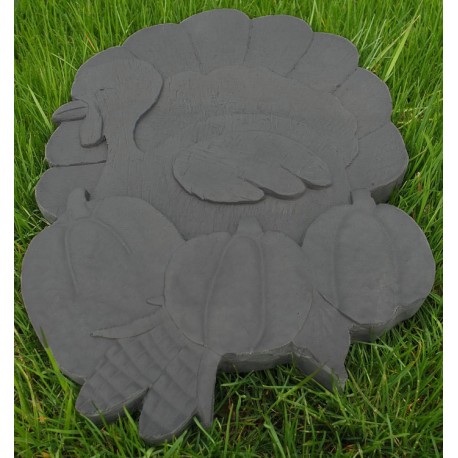 Pas Japonais en pierre reconstituée animaux thanksgiving gris anthracite 39 x 26 x 3 cm