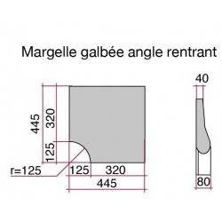 Margelle en pierre reconstituée galbée angle rentrant 32 x 32 x 4 cm gris clair