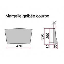 Margelle en pierre reconstituée galbée courbe 47 x 32 x 4 cm gris clair