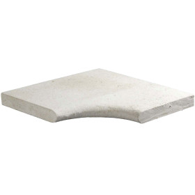 Margelle en pierre naturelle bord demi rond angle rentrant 38 x 38 x 3 cm