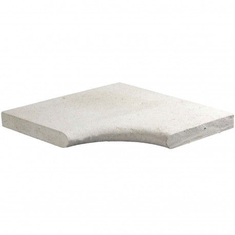 Margelle en pierre naturelle bord demi rond angle rentrant 38 x 38 x 3 cm