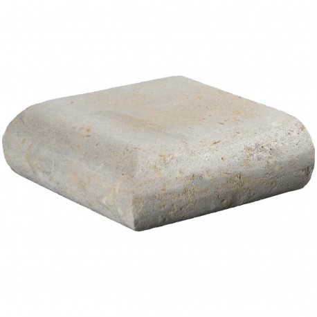 Margelle en pierre naturelle bord demi rond angle sortant 25 x 25 x 8 cm