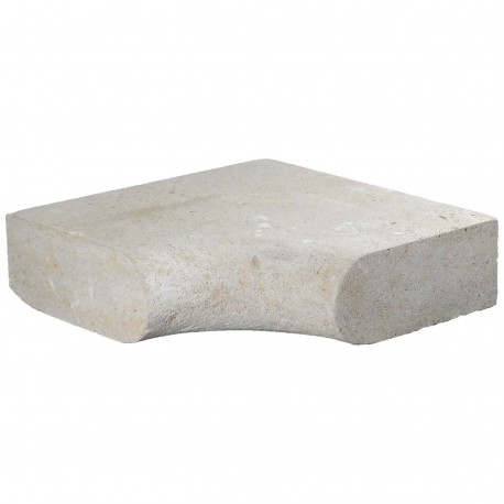 Margelle en pierre naturelle bord demi rond angle rentrant 38 x 38 x 12 cm