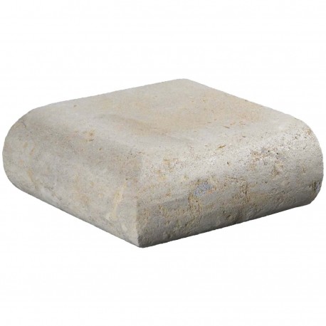 Margelle en pierre naturelle bord demi rond angle sortant 25 x 25 x 12 cm