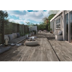 Carrelage extérieur grès cérame Legno Silver 120 x 30 x 2 cm