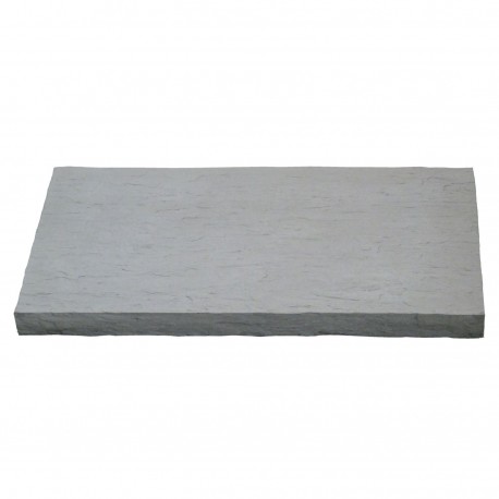 Pas japonais de jardin en pierre reconstituée décors traverse gris clair 54 x 30 x 3,5 cm schiste