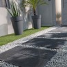 Pas japonais de jardin en pierre reconstituée décors traverse ardoise 57 x 28 x 4 cm graphite
