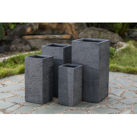 Jardinière en béton fibré carrée 40 x 40 x 81 cm gris anthracite