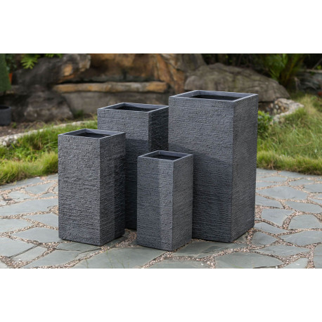 Jardinière en béton fibré carrée 40 x 40 x 81 cm gris anthracite Jardinière en béton fibré carrée 40 x 40 x 81 cm gris anthracite