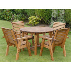 Table de jardin ronde en bois et ses 4 chaises