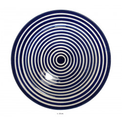 Assiette creuse ronde en céramique Ø : 23 cm bleue et blanche