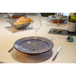 Assiette creuse ronde en céramique Ø : 23 cm bleue et blanche
