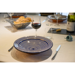 Assiette creuse ronde en céramique Ø : 23 cm bleue et blanche