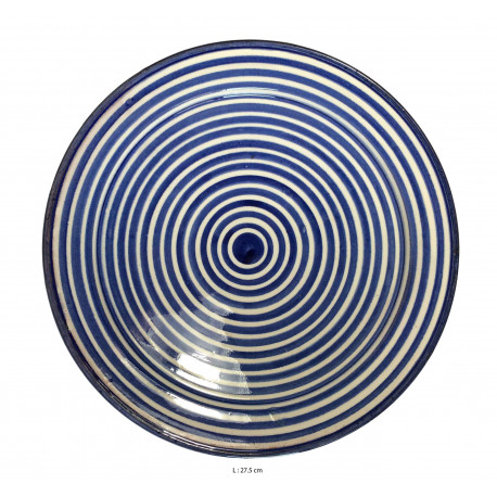 Assiette creuse ronde en céramique Ø : 27,5 cm bleue et blanche