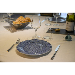 Assiette plate ronde en porcelaine Ø : 20,5 cm bleue