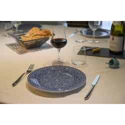 Assiette plate ronde en porcelaine Ø : 20,5 cm bleue