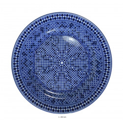 Assiette plate ronde en porcelaine Ø : 20,5 cm bleue