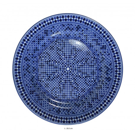 Assiette plate ronde en porcelaine Ø : 20,5 cm bleue Assiette plate ronde en porcelaine Ø : 20,5 cm bleue