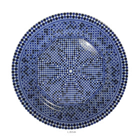 Assiette plate ronde en porcelaine Ø : 25,5 cm bleue
