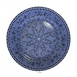 Assiette plate ronde en porcelaine Ø : 25,5 cm bleue