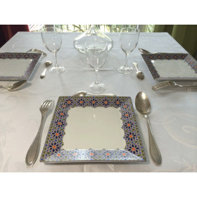 Assiette plate carrée en porcelaine 21,5 x 21,5 cm blanche