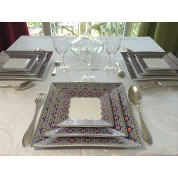Assiette plate carrée en porcelaine 21,5 x 21,5 cm blanche