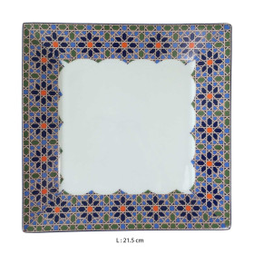 Assiette plate carrée en porcelaine 21,5 x 21,5 cm blanche