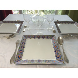 Assiette plate carrée en porcelaine 27 x 27 cm blanche