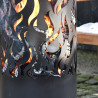 Braséro de jardin en acier cylindrique 39 x 39 x 118 cm motifs flammes