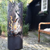 Braséro de jardin en acier cylindrique 39 x 39 x 118 cm motifs flammes
