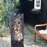 Braséro de jardin en acier cylindrique 39 x 39 x 118 cm motifs flammes