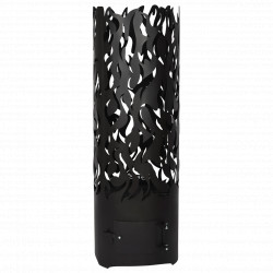 Braséro de jardin en acier cylindrique 39 x 39 x 118 cm motifs flammes