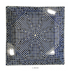 Assiette plate carrée en porcelaine 25,5 x 25,5 cm bleue
