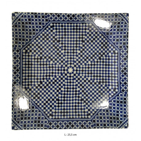 Assiette plate carrée en porcelaine 25,5 x 25,5 cm bleue Assiette plate carrée en porcelaine 25,5 x 25,5 cm bleue