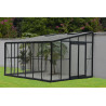 Serre de jardin adossable en verre trempé 11,85 m2 gris anthracite