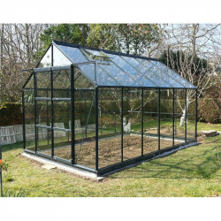 Serre de jardin en verre trempé 8,88 m2 gris anthracite